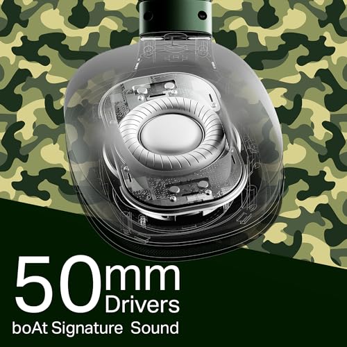 Image of Boat 2025 Launch Rockerz Plus 550 in Ear Bluetooth Headphones, Customizable Earcups, 100Hrs Playback, 50mm Drivers, Dual Pair, Bluetooth Headphones, Wireless Headphone with Mic (Green Militia)