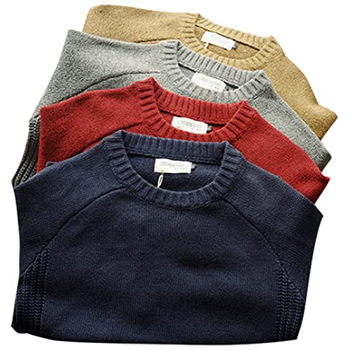 2021 Men Pullover Sweater Autumn Casual Loose Thick O-Neck Wool Knitted Oversize Streetwear3