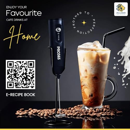 Image of PRO365 Quick Charge Drinks, Coffee Frother | E-Recipe Available | 3-Speed | USB Rechargeable | Dual Spring Stirrer | Lattes & Milkshakes | 1 Year Warranty