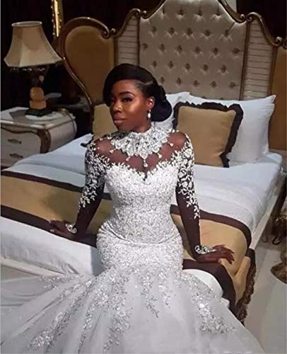 Aries Tuttle Gorgeous White/Ivory Mermaid Wedding Dress Appliques Beaded Long Sleeve Bridal Gown3