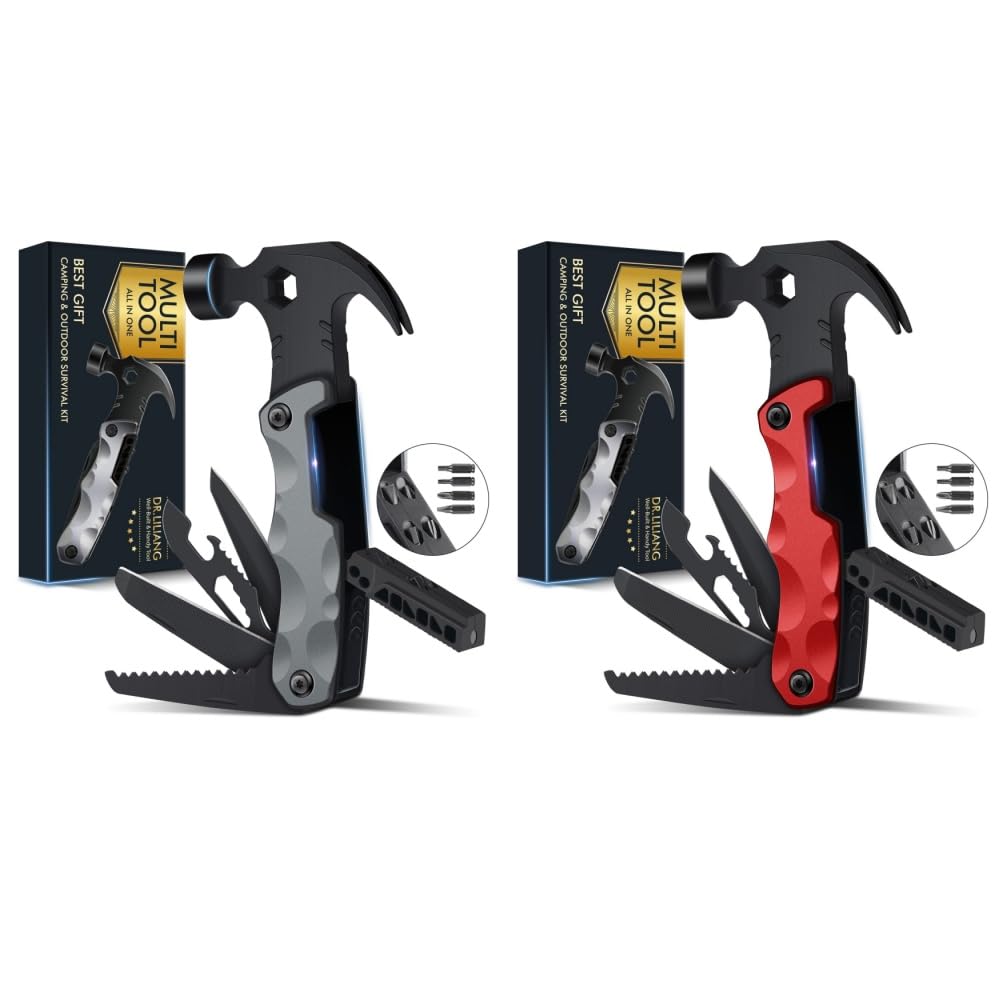 Stocking Stuffers for Men Dad Gifts, Multitool Camping Accessories 13-in-1 Survival Multi Tools Hammer, Christmas Cool Gadgets for Adults Him Boyfriend Husband Grandpa Women Birthday Valentines