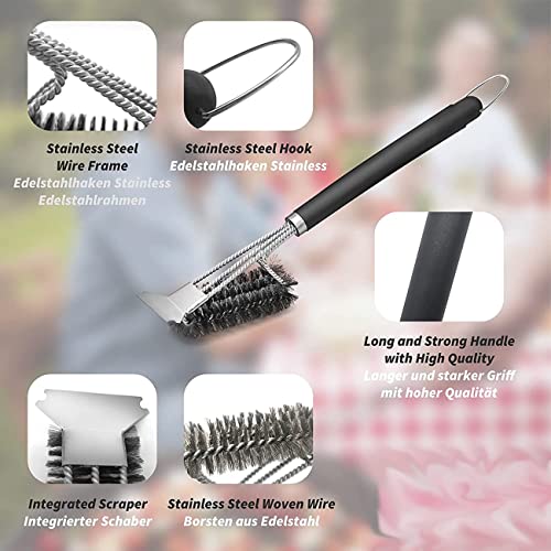 Jsvsa Grill Brush And Grill Mat, 100% Non-Stick Oven Liner, With 18 Inch Grill Brush Reusable Oven Mat Dishwasher Safe, Works For Gas Charcoal Oven And More, Copper #TOP3