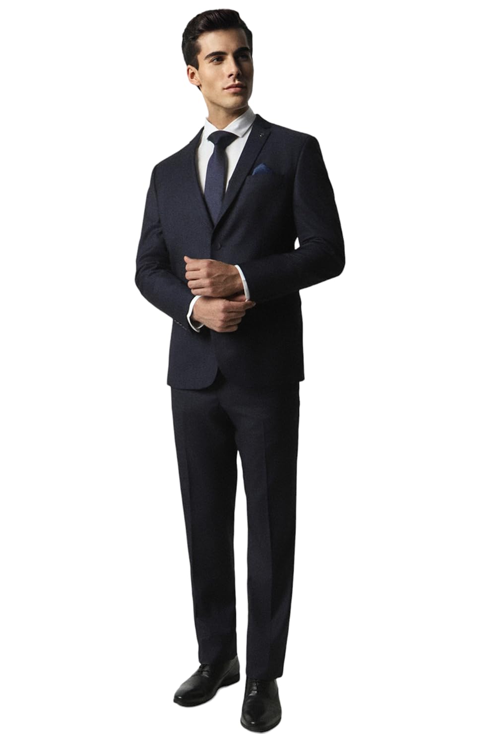 van heusen Men Navy Solid Slim Fit Formal Two Piece Suit-picture-42