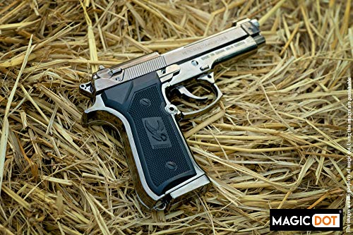 Image of Gun Pistol Lighter Heavy Weight Plastic Body Real and Original Like Gun Pistol with Stand for Decorative, Smoking Filled with Gas Silver and Black Color.