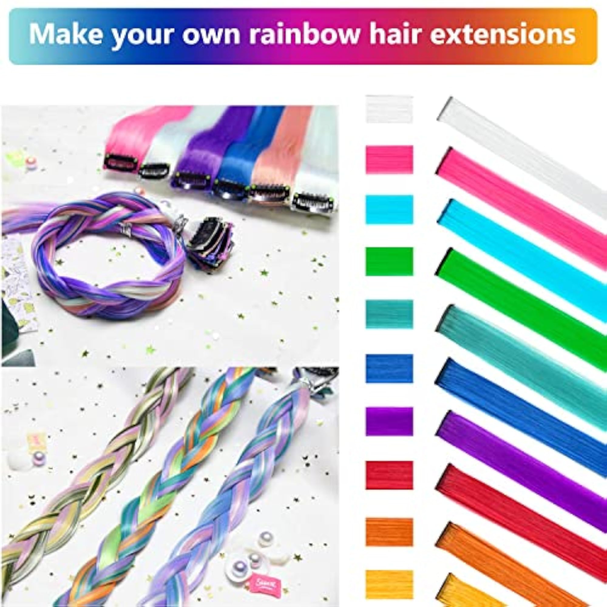Long Straight Color Hair Streak Extensions for Kids
