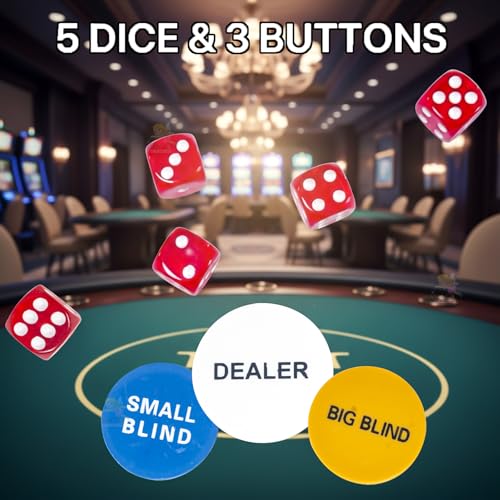 Image of Wishkey Poker Chips Set 500 PCS With Rupee Printed Chips, 5 Dice, 2 Decks of Playing Cards, 3 Dealer Buttons & Premium Carry Case Casino Style Poker Game Set for Home Party, Friends & Family 14+ Years