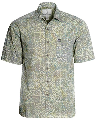 Artisan Outfitters Mens Clear Water Batik Cotton Shirt (Small, Pistachio) A0214-68-S