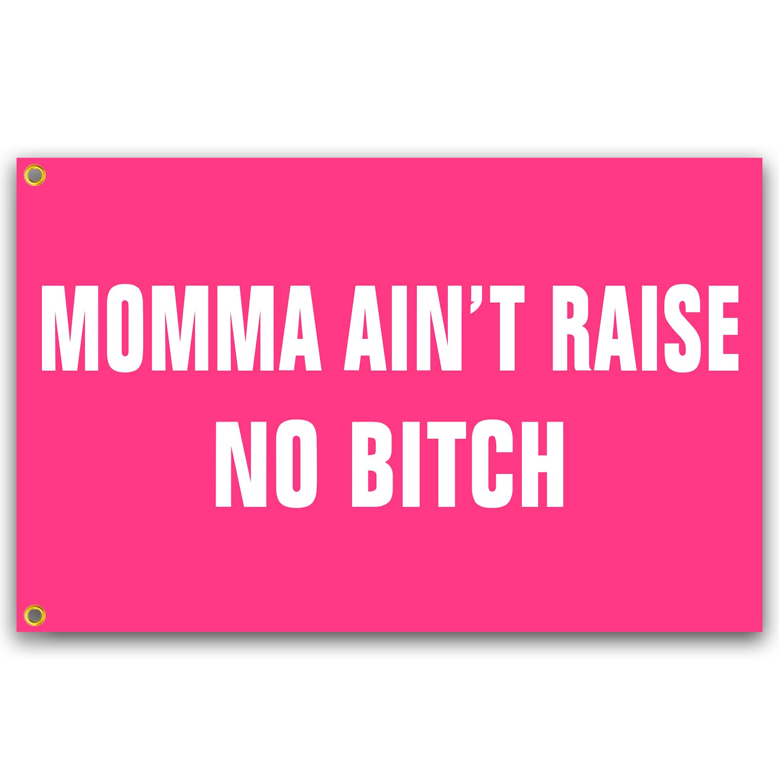 Momma Aint Raise No Bitch Flag 3x5 Ft Funny Pink Man Cave Wall Flag for Room Teen Girls Indoor Bedroom and College Dorm Wall Decor Banner Tapestry Gifts