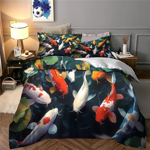 Housse de couette 135x200 carpes koï en microfibre douce - 5