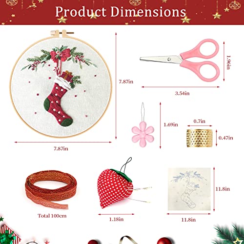 Zocone 4 Set Christmas Embroidery Kit, Embroidery Starter Kit With Pattern And Instruction, Cross Stitch Kits Include Embroidery Hoop And Complete Embroidery Tools, Needlepoint Kit For Adults (J) #TOP2