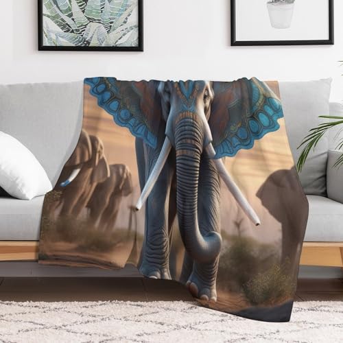 Couverture Éléphant Flannel 150x200cm pour Lit et Canapé