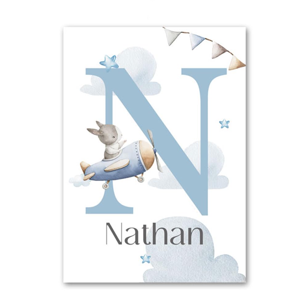 3 Laminas Infantiles Azul 30X40CM Cuadros Pared Bebe Globo Nubes Conejo Zorro Poster Personalizado Bebé Lienzo Animales Infantiles Laminas Habitacion Niño Cuadros Animales Habitacion Niño sin Marco