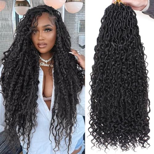 Mscat 24Inch 8 Packs Goddess Faux Locs Crochet Hair 12Strands/pack Wavy With Curly Ends Pre-looped Bohemian Hippie Locs Crochet Braids Hair Extensions (12Strands/Pack 1B#) Mscat 24Inch 8 Packs Goddess Faux Locs Crochet Hair 12Strands/pack Wavy With Curly Ends Pre-looped Bohemian Hippie Locs Crochet Braids Hair Extensions (12Strands/Pack 1B#)