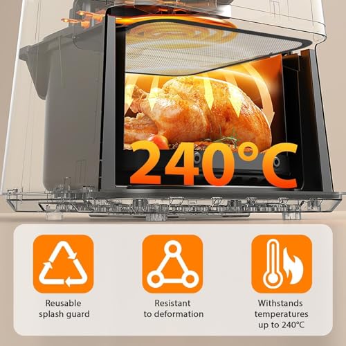 Guichangkai Protector de Pantalla para Freidora de Aire para Cosori 5.5L 6.2L 6L y Philips HD9270/90 y HD9285/90, Protector contra Salpicaduras para Freidora de Aire Fácil de Limpiar(21.5 * 22.5cm)