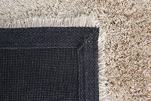 Image of Shag Ultra Soft Square Carpet Plain Fur Rugs Home and Office 6x6 Feet Sqaure Microfiber & Polyster Modern Interior Floor Mat Beige