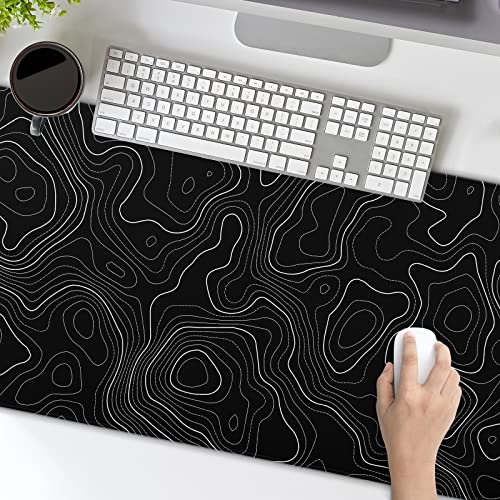 Mouse Pad XL Topo Geographic Map Black 31.5×11.8 in miniatura 6