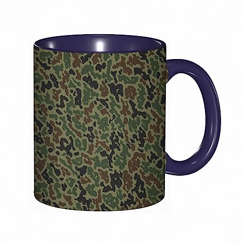 Taza de cerámica Camo Verde Camo Patrón Abstracto Diseño sin forma que se inserta en el bosque. G Tazas de café grandes 330 ml con asa 100% pintadas a mano Vasos con asa Regalo personalizado