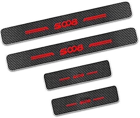 Protège-seuils Fibre Carbone Pour Peugeot 5008 2009-2019 - Kit 4 Pièces Anti-rayures Noir