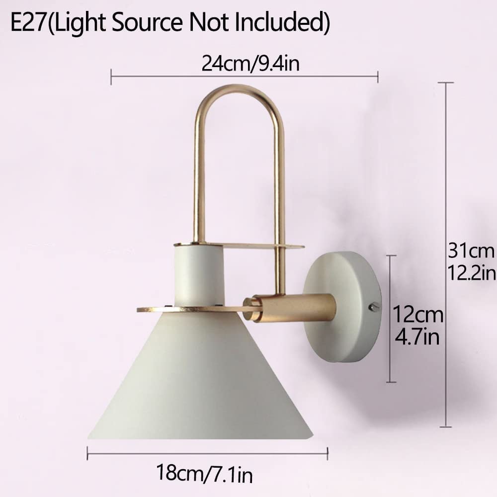 Eisen wandleuchte Wandmontage Leuchten Horn Wandleuchte Schlafzimmer Nacht Flur Wandleuchte Macaron Eisen Wandleuchter Innen Dekorative Wand Laterne E27 Nachttisch Leselampe(Weiß)