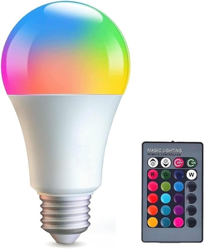 Bombilla LED RGBW de 16 millones de colores, vida útil de 50000 horas, temperatura de color de 2700 K-6500 K, con control remoto