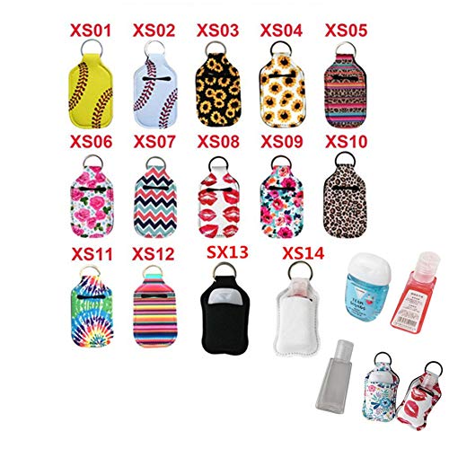 4 Piece Hand Sanitizer Bottle Holder Keyring Neoprene Keychain for 30ML Gym Shampoo Lotion Soap Perfume and Liquids Travel Containers,Leopard print3