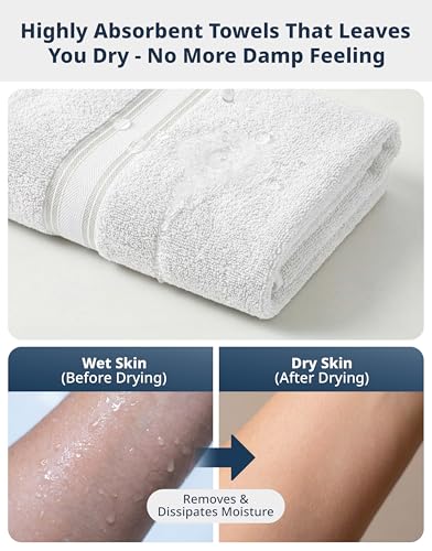 Image of LANE LINEN 100% Cotton 4 Pack Bath Towels (28 inchx54 inch) - Zero Twist, Cotton - Large Towels for Bathroom - Quick Drying, Highly Soft & Absorbent Shower Towel Set - Hotel & Spa Quality - White Towel Set