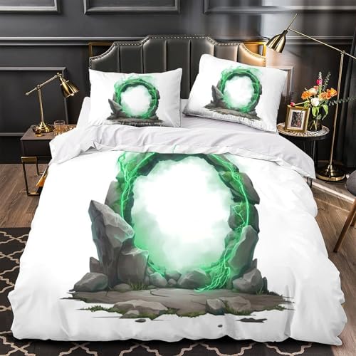 Housse de couette fermeture éclair effet 3D parure de lit microfibre 260x220