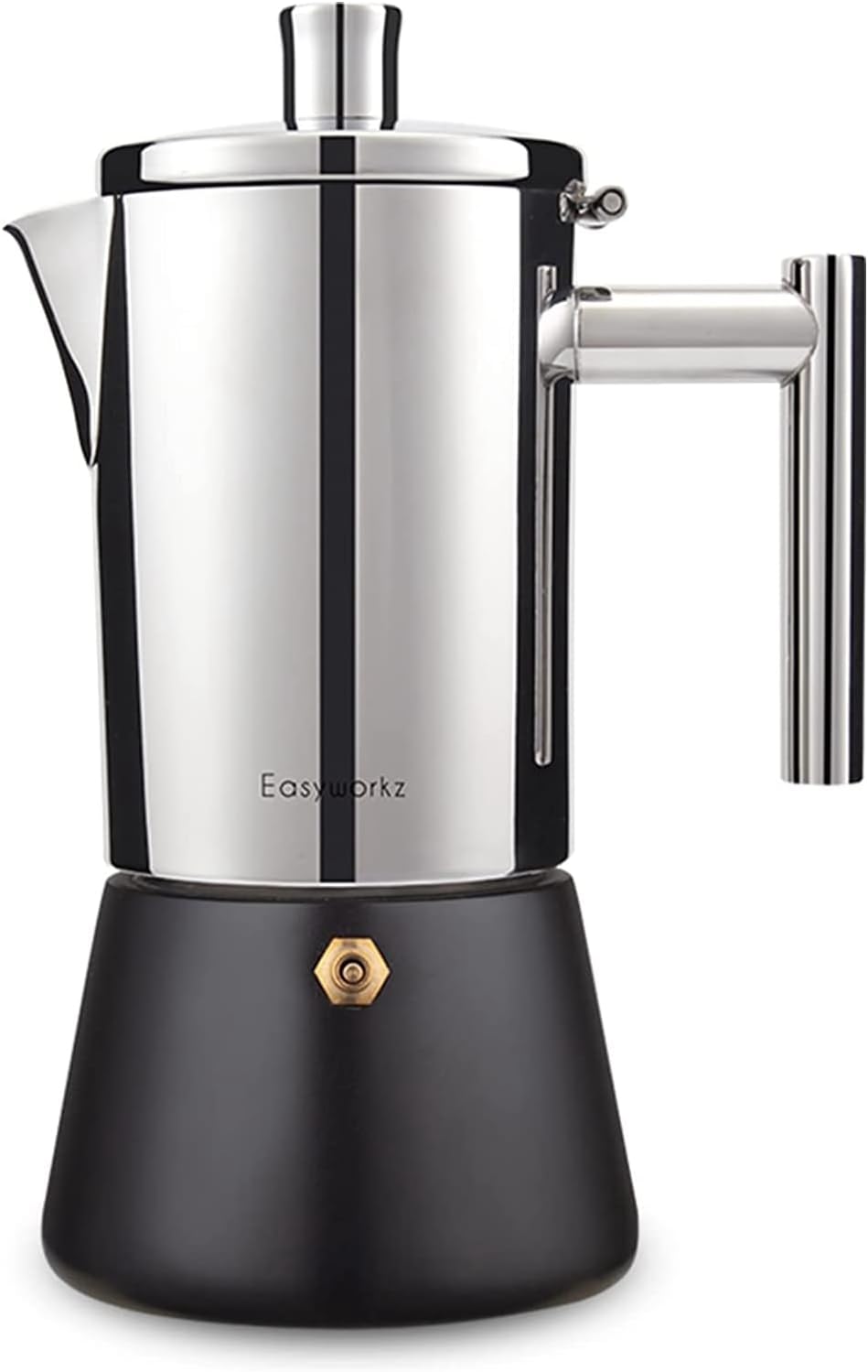 Easyworkz Diego Stovetop Espresso Maker Stainless Steel Italian Coffee Machine Maker 6Cup 10 oz Moka Pot Induction Espresso Pot 10 oz Black