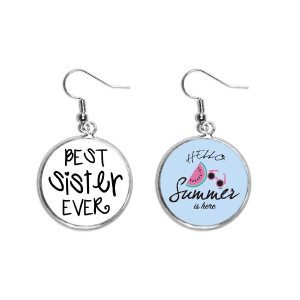 Pendientes de sandía cómodos para lóbulo con cita de mejor hermana 5