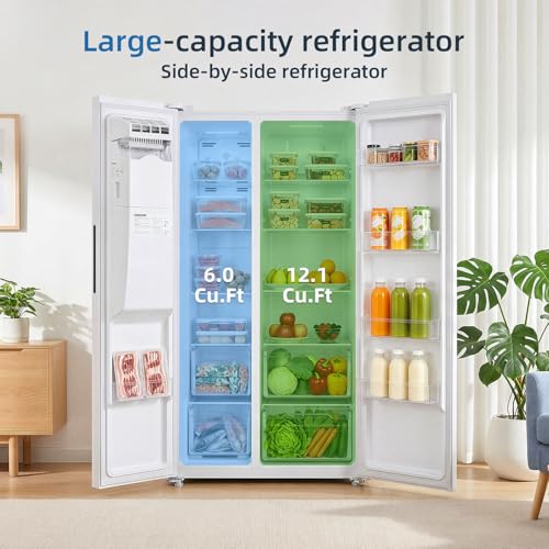 Image of Antarctic Star 18.1 Cu.Ft 2 Door Freezer Refrigerator,with Ice making and water dispenser,powerful LED light,for Kitchen,Dorm and Office,Silver