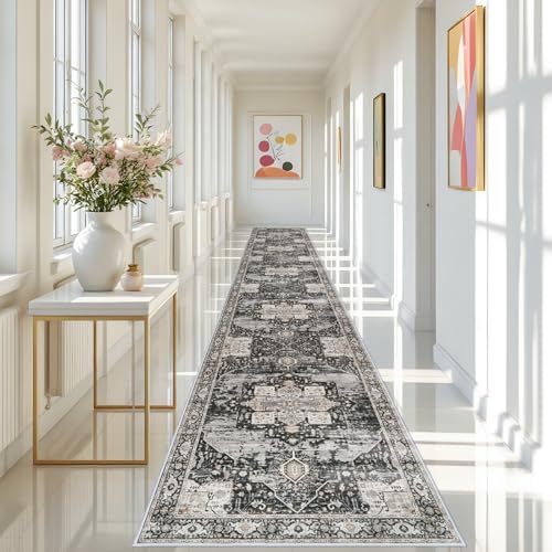RUUGME Washable Hallway Runner 3x20 - Long Entryway Runner Rugs for Hallway Stain Resistant Carpet for Bedroom Kitchen with Non Slip Backing Home Decor Floor Decoration Mat 3x20 Black