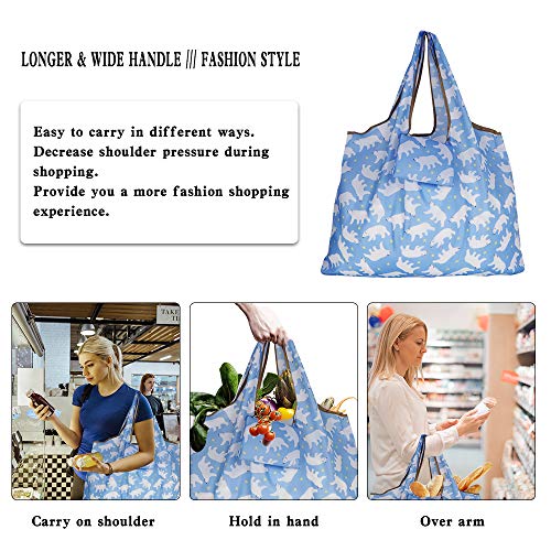 Ravmix 5 Pack Reusable Bags for Shopping, 55LBS XX-Large Capacity Cloth Tote Bags, Foldable Reusable Grocery Bags with Pouch, Heavy Duty and Machine Washable - Thumbnail 6