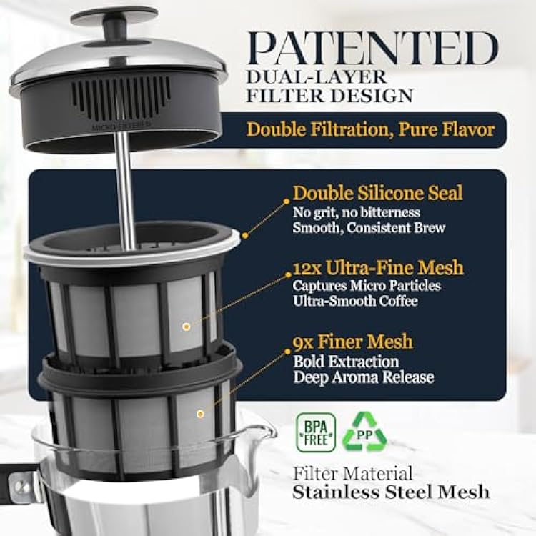 ESPRO French Press Bundle - P5 Stainless Steel French Press with 100 Count Coffee Paper Filters