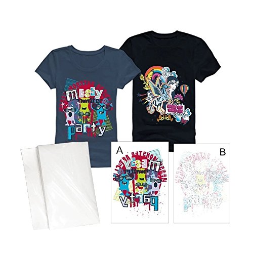 Iron-On Dark T Shirt Transfers Papers for Inkjet Printers for Dark Fabrics, Photo Quality Prints, 8 Sheets