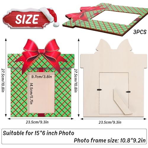 Cadres photo de Noël Whaline bois | Déco de table festive 27x23 cm
