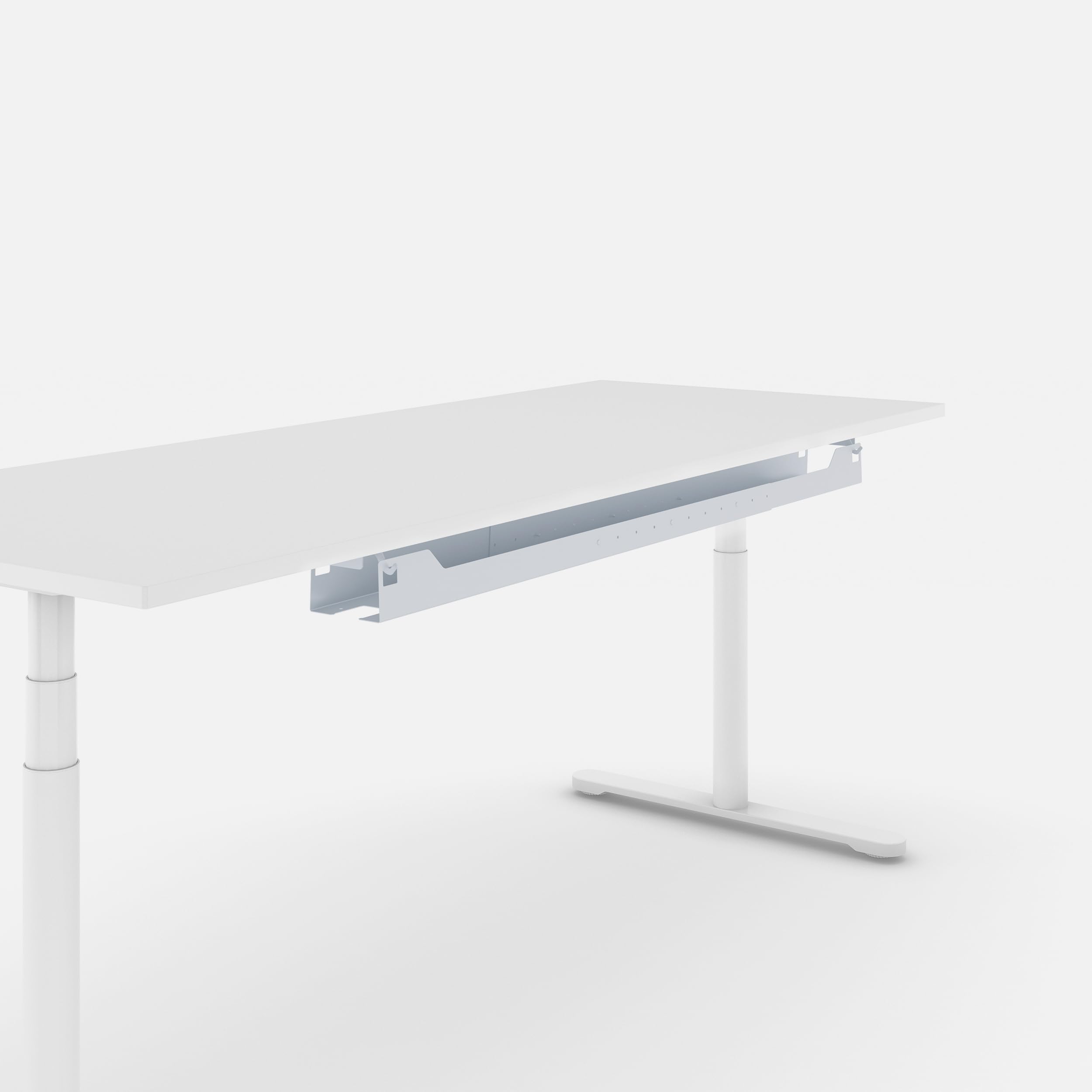 Kabelwanne Stretch – Flexible und Universelle Kabelführung für Schreibtische, Einfache Montage, breitenverstellbar 104cm - 184cm, Weiß