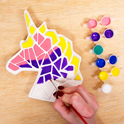 Image of Creative Roots Paint Your Own Stepping Stones Multipack with Butterfly, Unicorn, & Heart, 3 Ceramic Stepping Stones (7 Inch Each), 18 Acrylic Paints, 3 Paintbrushes, Ages 8+