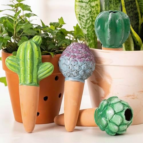 4 Pack Watering Globes - Terra Cotta Watering Spikes for Indoor P...