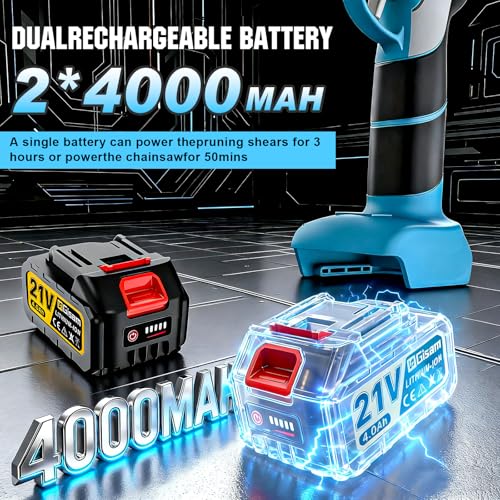 4-in-1 Gartenwerkzeug Set mit 8 Zoll Mini Kettensäge und Akku Elektro Gartenschere für vielseitige Gartenarbeiten – Bild 5