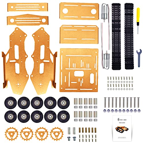 Image of Smart Robot Car Chassis Kit Aluminum Alloy Big Tank Chassis with 2WD Motors for Jetson Nano /Raspberry Pi /Arduino DIY STEM Education Projects and ROS Research (Gold, with DC Motor)