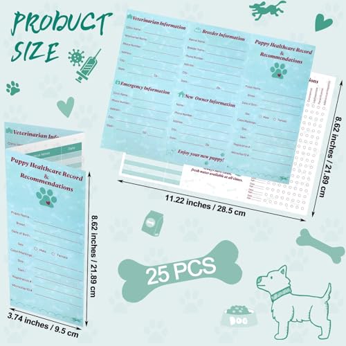 Feifeiya 25 Pack Dog Vaccines Large Records Tri Fold Dog Health Records Book and Recommendations Puppy Vaccination Shot Booklets for Pet Supplies Home - Image 3