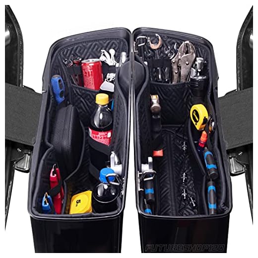 Futureshop Harley Saddlebag Liners Organizer For 14-21 OEM Standard Saddlebags Lining CVO Tapered 2021 Street Glide Saddle Bag Stretched 2 In 1 Carpet Inserts, Black, One Size