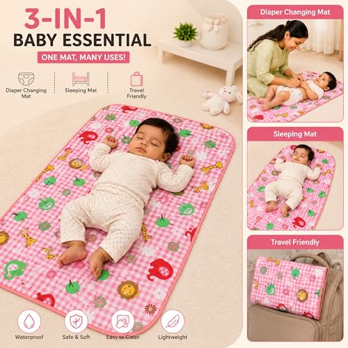 Image of Mommers New Born Baby Waterproof Plastic Dry Sheets | Mattress Protector Sheets Medium Size | Diaper Changing Mat for Infants & Toddlers | Waterproof & Reusable Mattress Protector | Baby Oiling Mat
