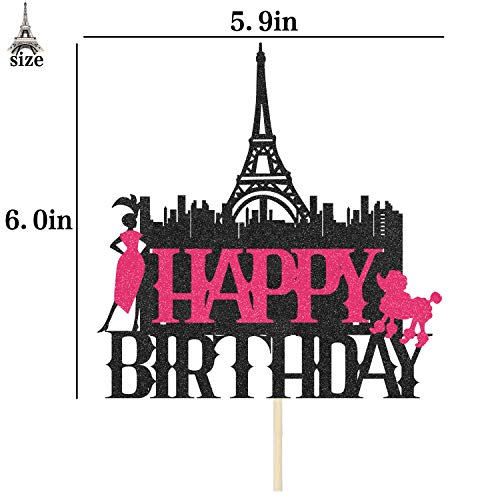 Kapokku Happy Birthday Paris Eiffel Tower Cake Topper For Girls And Women Party Decoration #TOP6