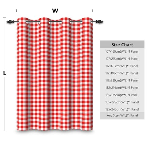Rideau occultant à œillets 135x229cm rouge blanc pour chambre