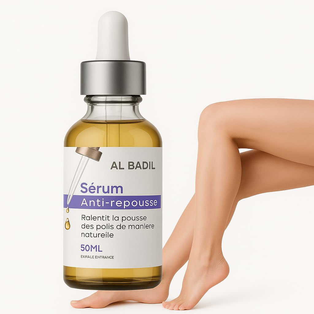 Sérum Anti-Repousse Poils - Inhibiteur 100% Naturel pour Femme et Homme, Indolore, Résultats Rapides, Lutte contre les Poils Incarnés "Made in France"