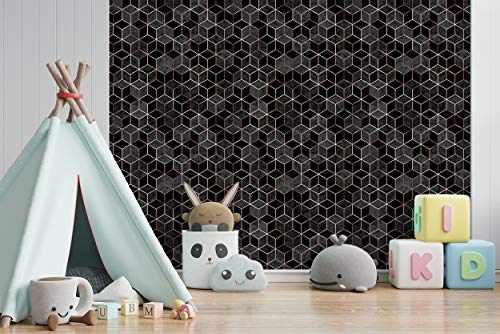 Image of DWELLSINDIA Geometric in Black Self Adhesive Wallpaper Waterproof, Scratch Resistant, Laminated 41cm x 244cm