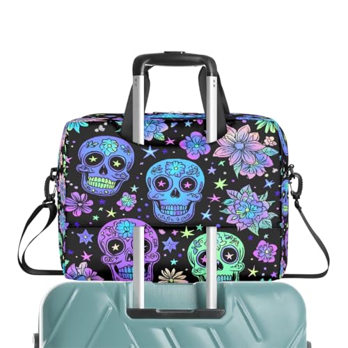 Sac pour ordinateur portable à motif tête de mort fluo résistant à l'eau
