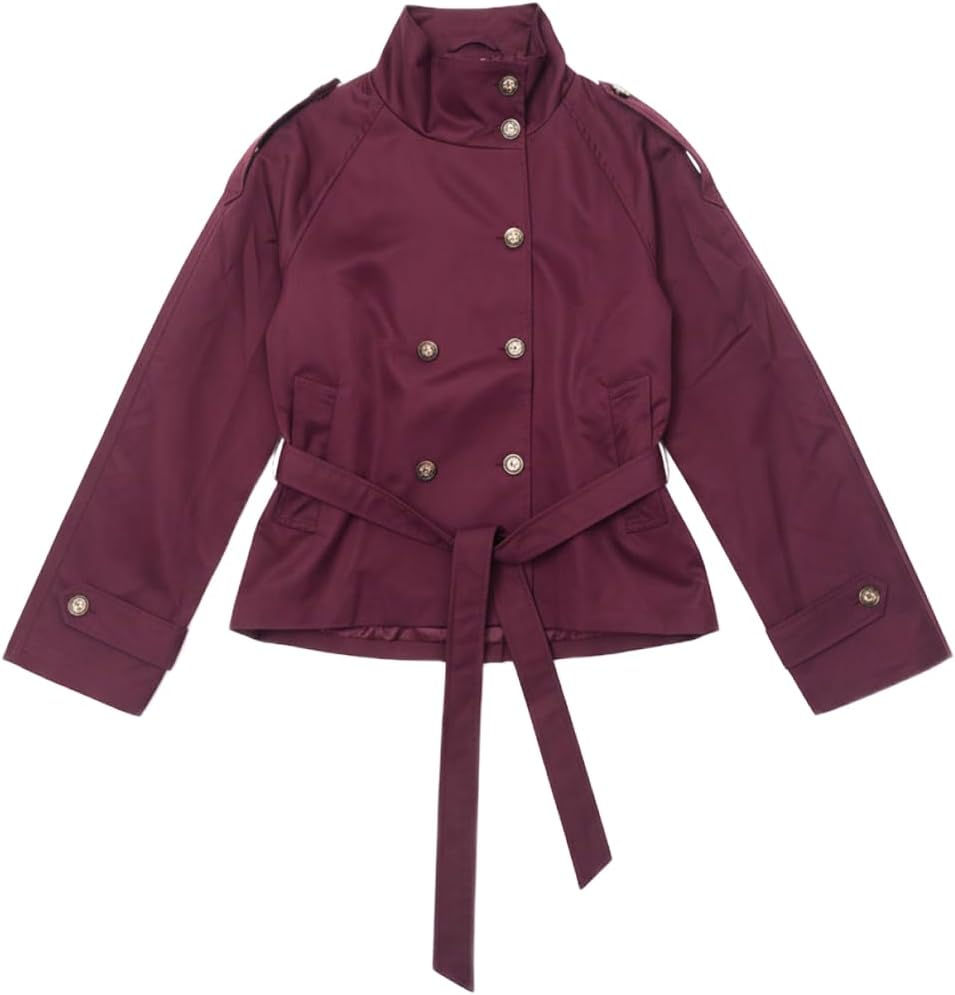 Women Funnel Neck Jacket Thin Lightwight Belted Crop Trench Coat Double Breasted Short Jackets Casual Fall Outfits - Image 4