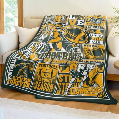 WKLKHMXBS Football Throw Blanket Football Gift for Men and Women Team Color Sports Gear for Fans Cozy Blanket for Couch Bed 60 x 50